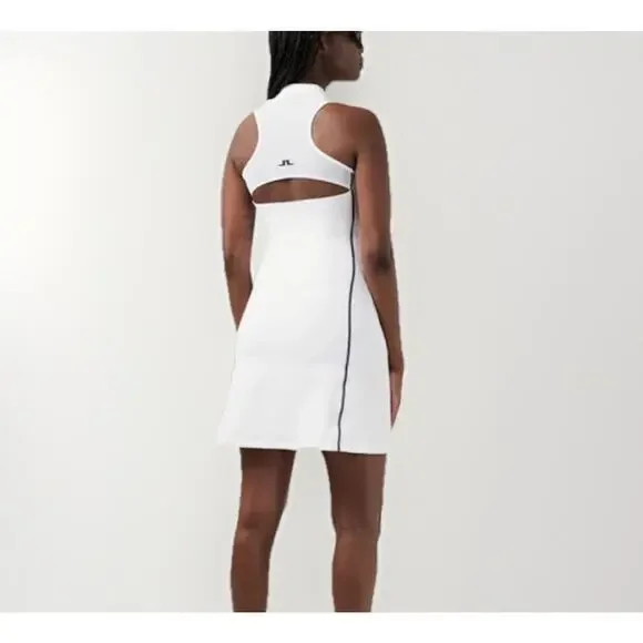 J.Lindeberg White Zane Golf Dress Women's Size Large White Mesh Racerback Sporty - Picture 2 of 13